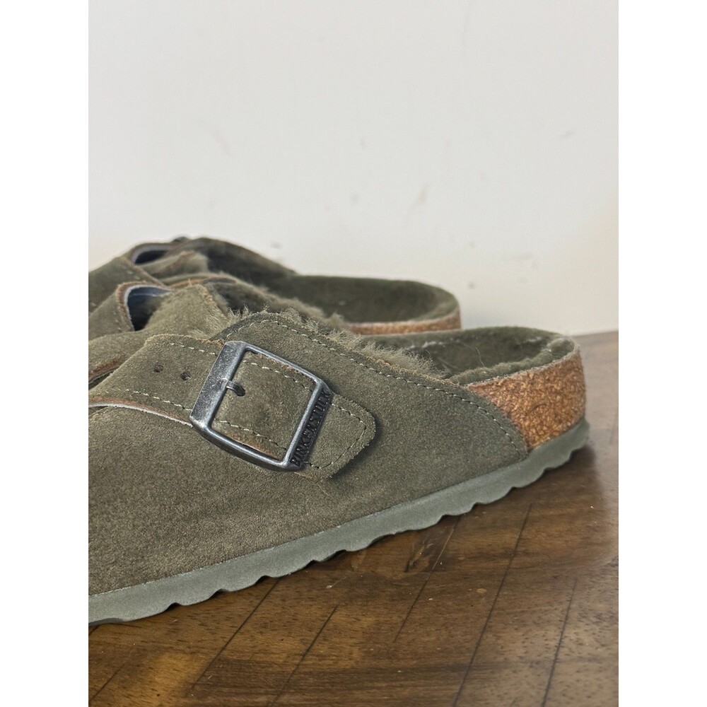 Birkenstock Boston Shearling Suede Clogs Olive Green EU 39 US 8-8.5 Women's - Picture 2 of 9